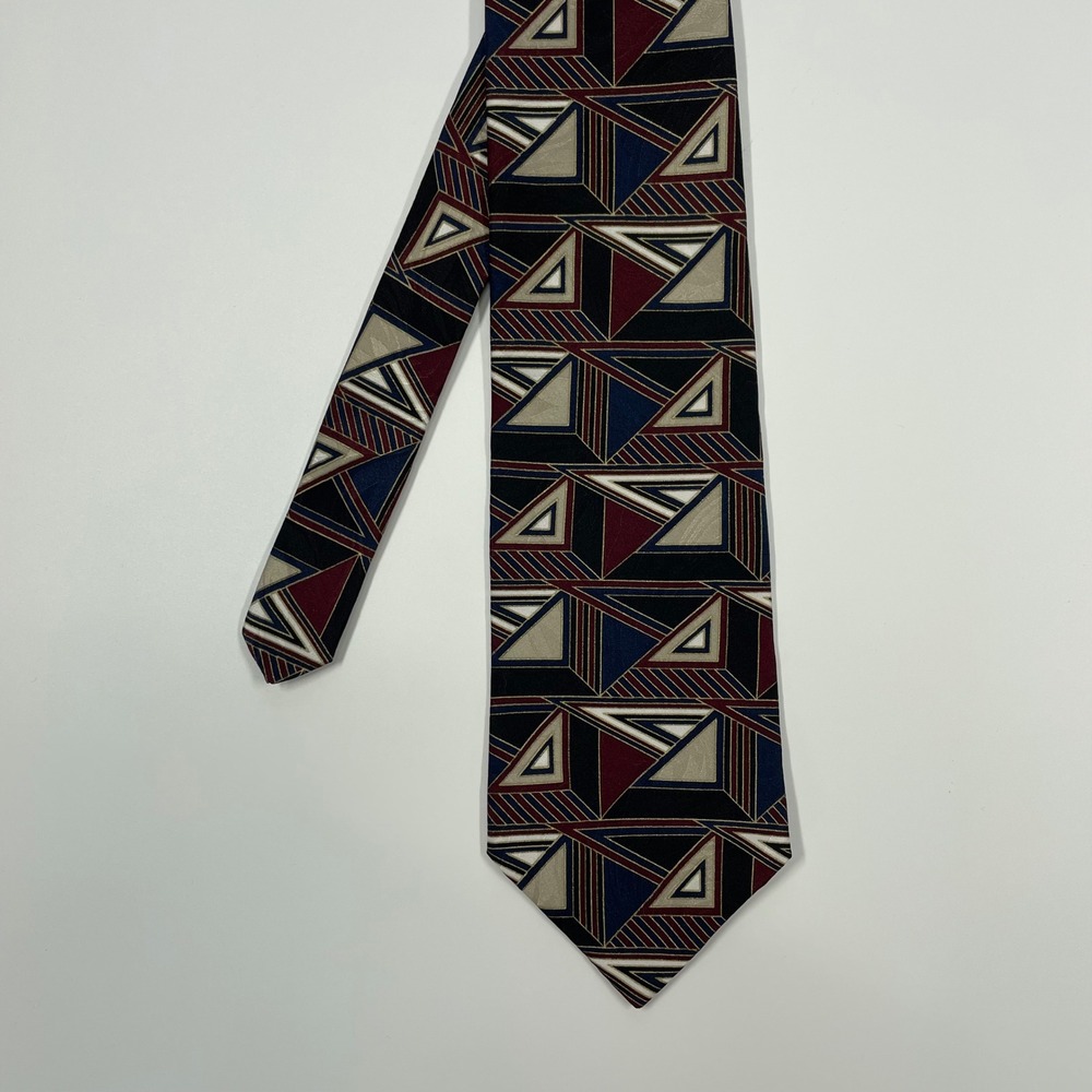 Zylos George Machado Multicolor Geometric Silk Necktie Mens OS